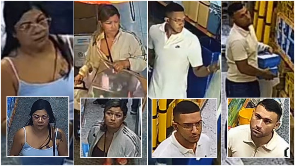 Grupos formado por duas mulheres e dois homens é suspeito de furtar R$ 5 mil em produtos de loja, em Fortaleza. — Foto: Reprodução