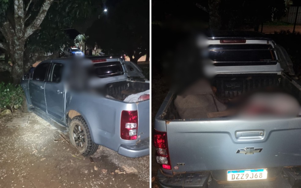 Caminhonete onde corpo da empresária Belmira Alves Ribeiro foi encontrado, em Goiás — Foto: Reprodução/Polícia Militar