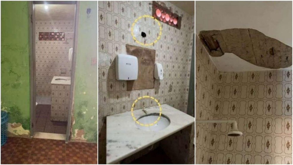 Imagens mostram problemas na estrutura da instituição. — Foto: Divulgação/MPCE