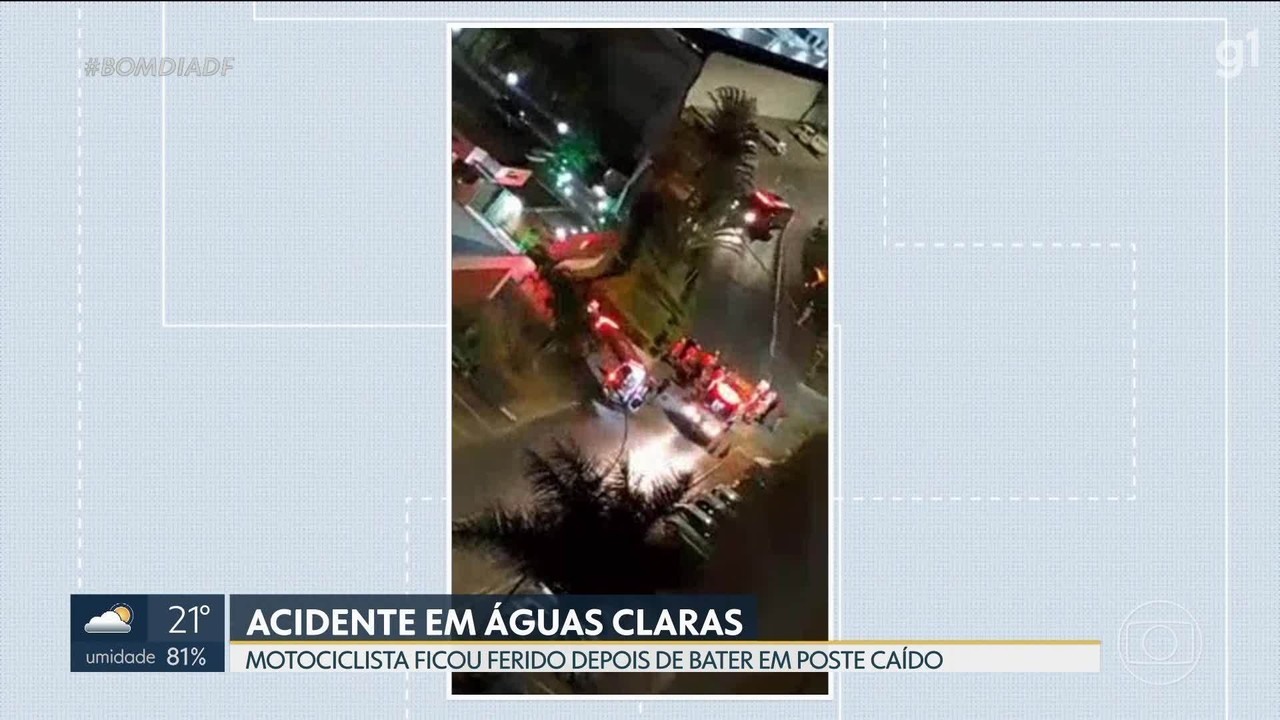 Motociclista fica ferido após bater em poste caído no DF
