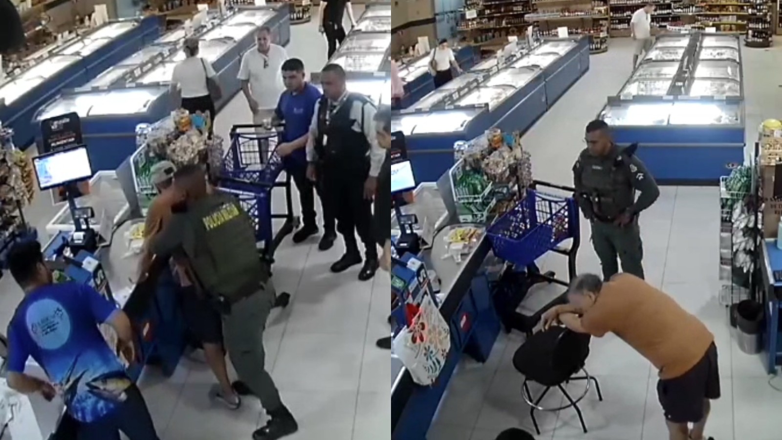 Homem se engasga com farofa na fila de supermercado, e policiais aplicam manobra de Heimlich para salvá-lo