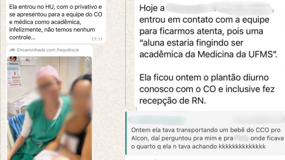 Falsa aluna fazia plantões no Hospital Universitário em Mato Grosso do Sul — Foto: Reprodução