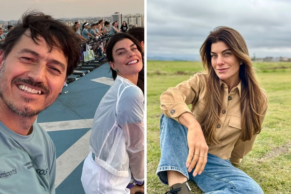 Joana Balaguer com o marido em um evento esportivo na cidade e em área verde de São José dos Campos. — Foto: Reprodução/Joana Balaguer