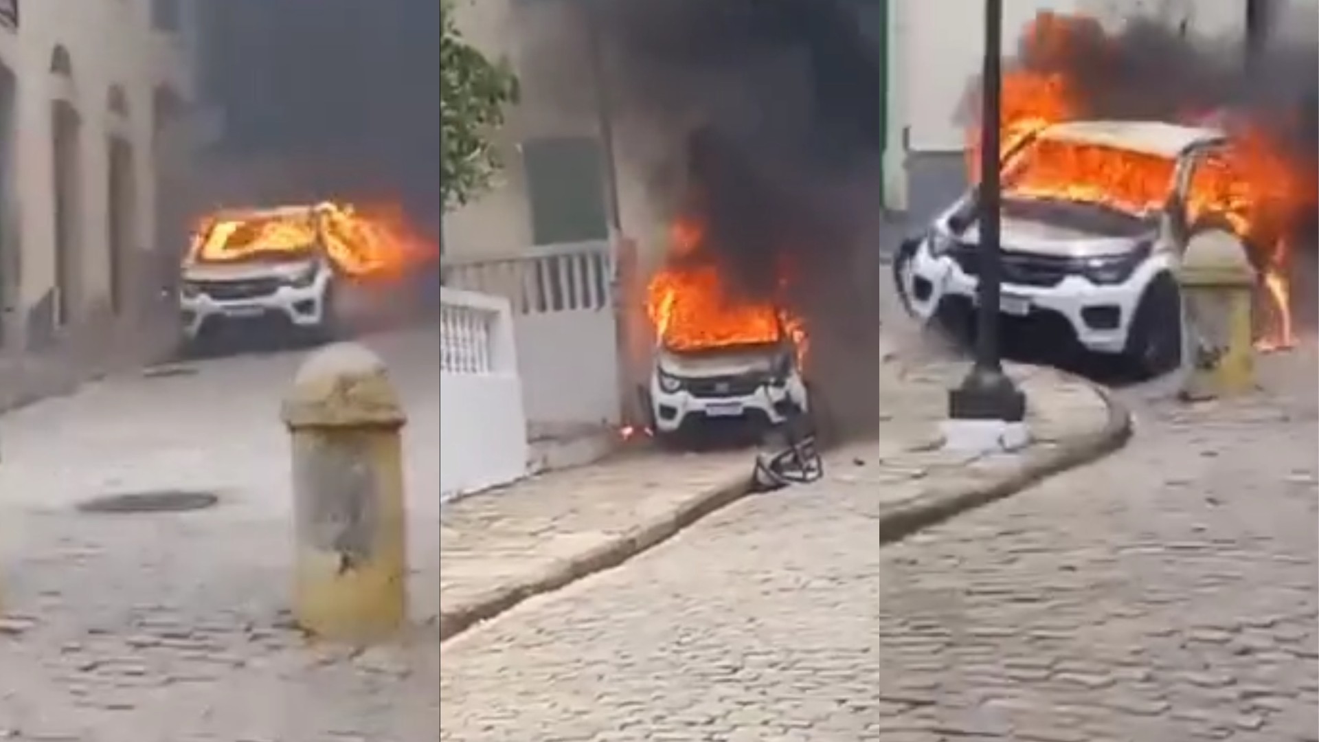 VÍDEO: Carro pega fogo e desce desgovernado por rua do Centro Histórico de São Luís