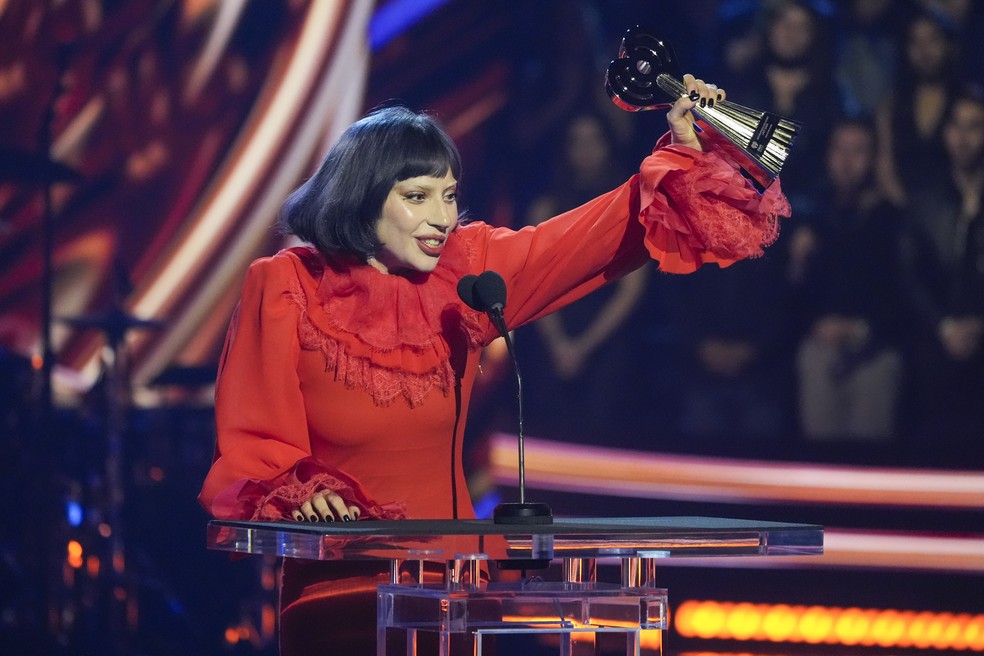 Lady Gaga no iHeartRadio Music Awards 2025 — Foto: AP/Chris Pizzello