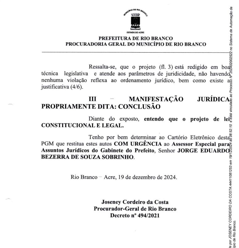 Aumento de salário de secretários aprovado em Rio Branco vai contra diretrizes orçamentárias, alertou Procuradoria da Câmara