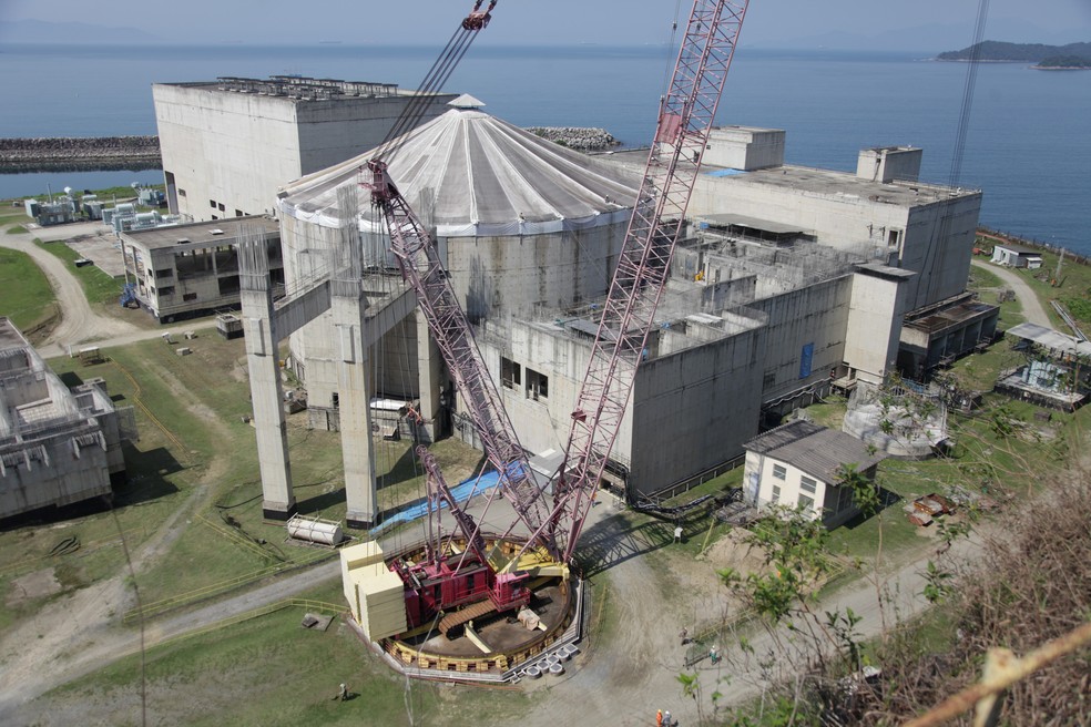 Imagem de obras em Angra 3 em 2023 — Foto: Eletronuclear