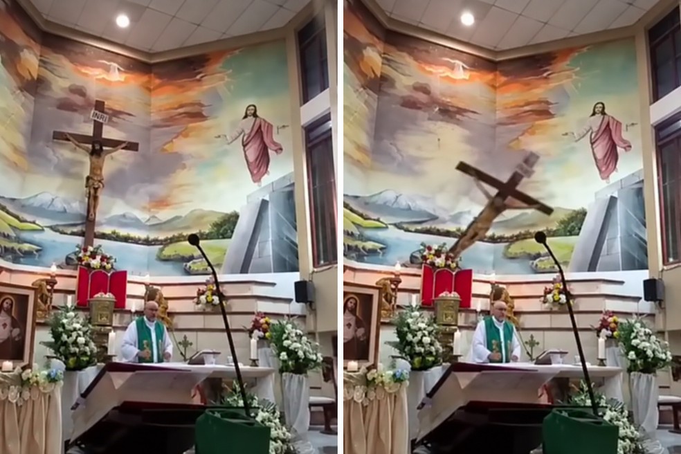 Padre morre depois que cruz de altar cai sobre sua cabeça. — Foto: Reprodução/Instagram