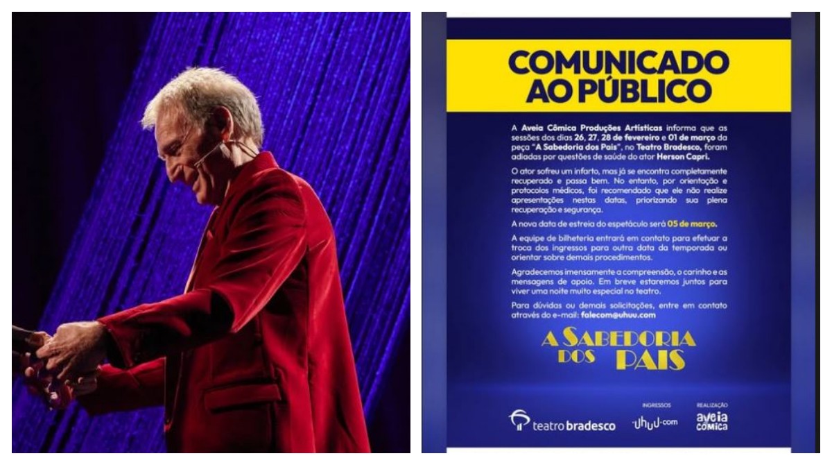 Herson Capri sofre infarto e cancela apresentações de peça de teatro em SP, diz assessoria