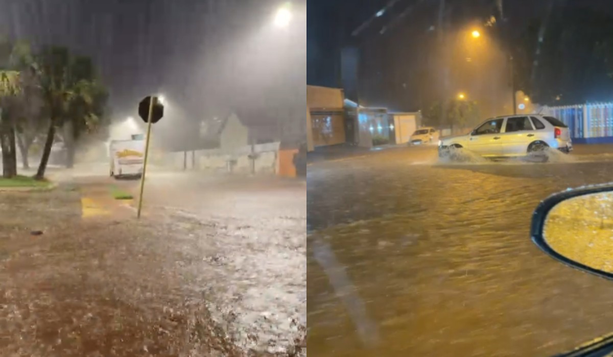 Chuva forte causa alagamentos e transbordamento de córrego em Rosana