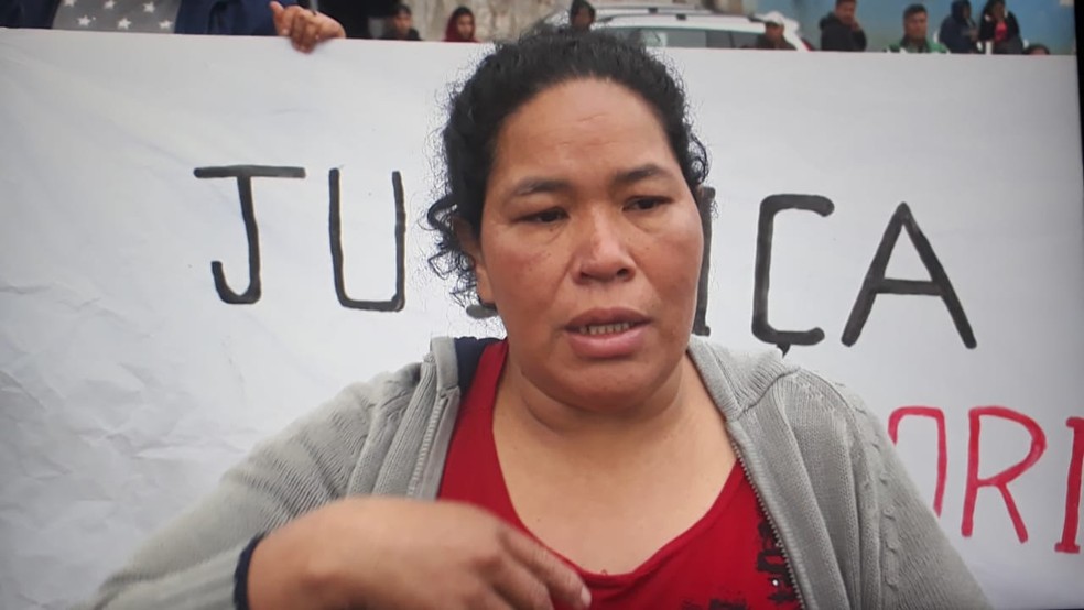 Andreia Matos, mãe de indígena morto em conflito em aldeia de Chapecó, SC — Foto: Reprodução/NSC TV