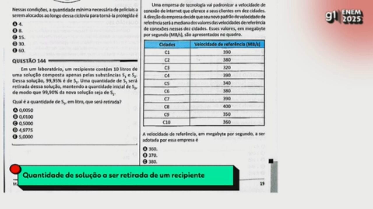 VÍDEOS ENEM 2025: correção da prova de matemática e ciências da natureza