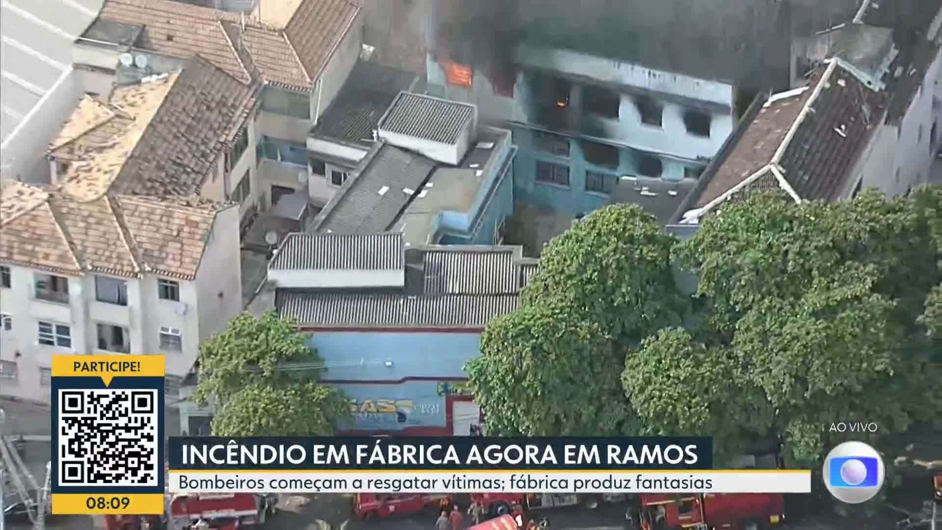 VÍDEOS do incêndio na fábrica de fantasias no Rio