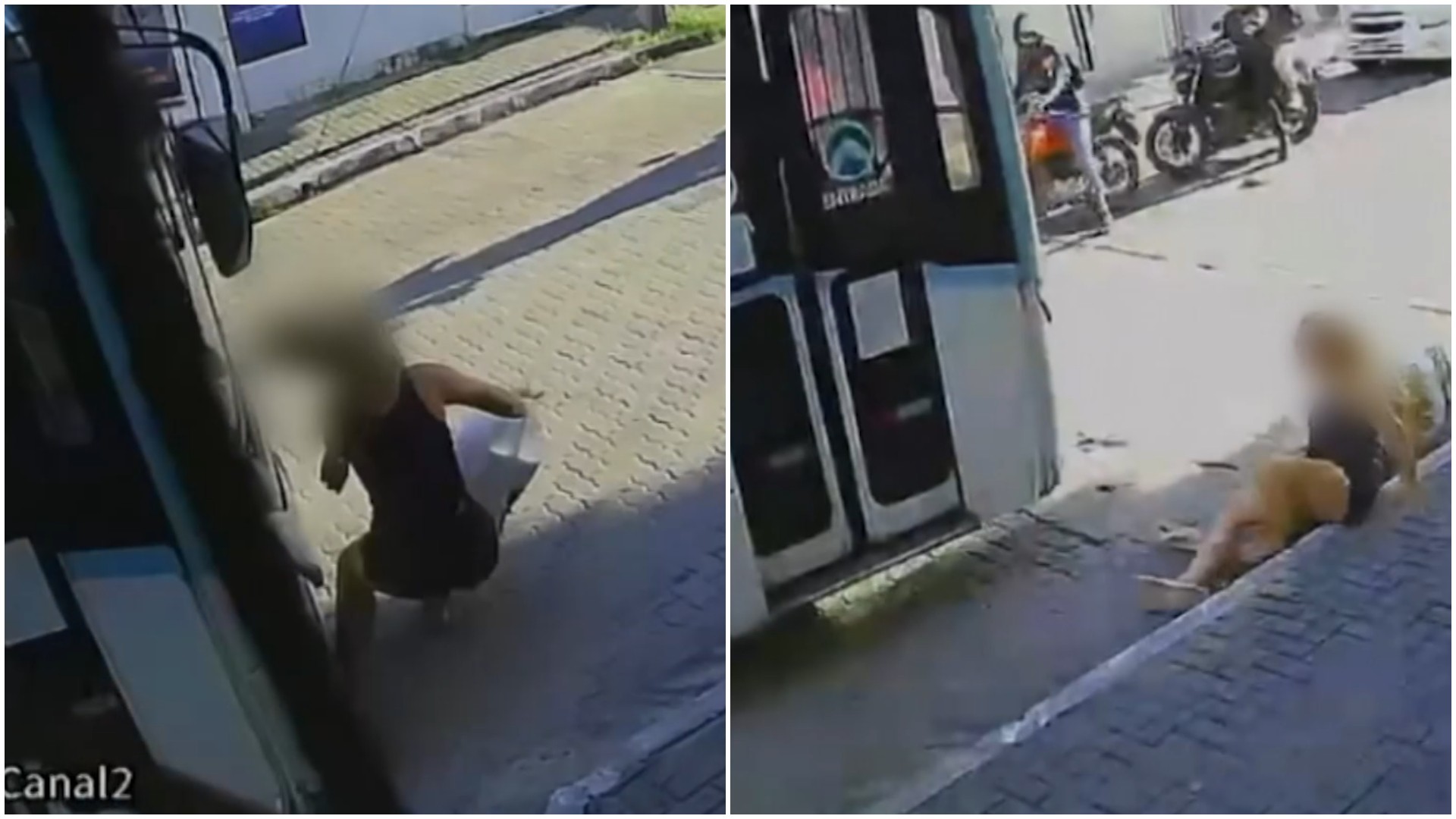 Vídeo: Mulher é atingida por ônibus ao tentar cruzar avenida e levanta logo em seguida