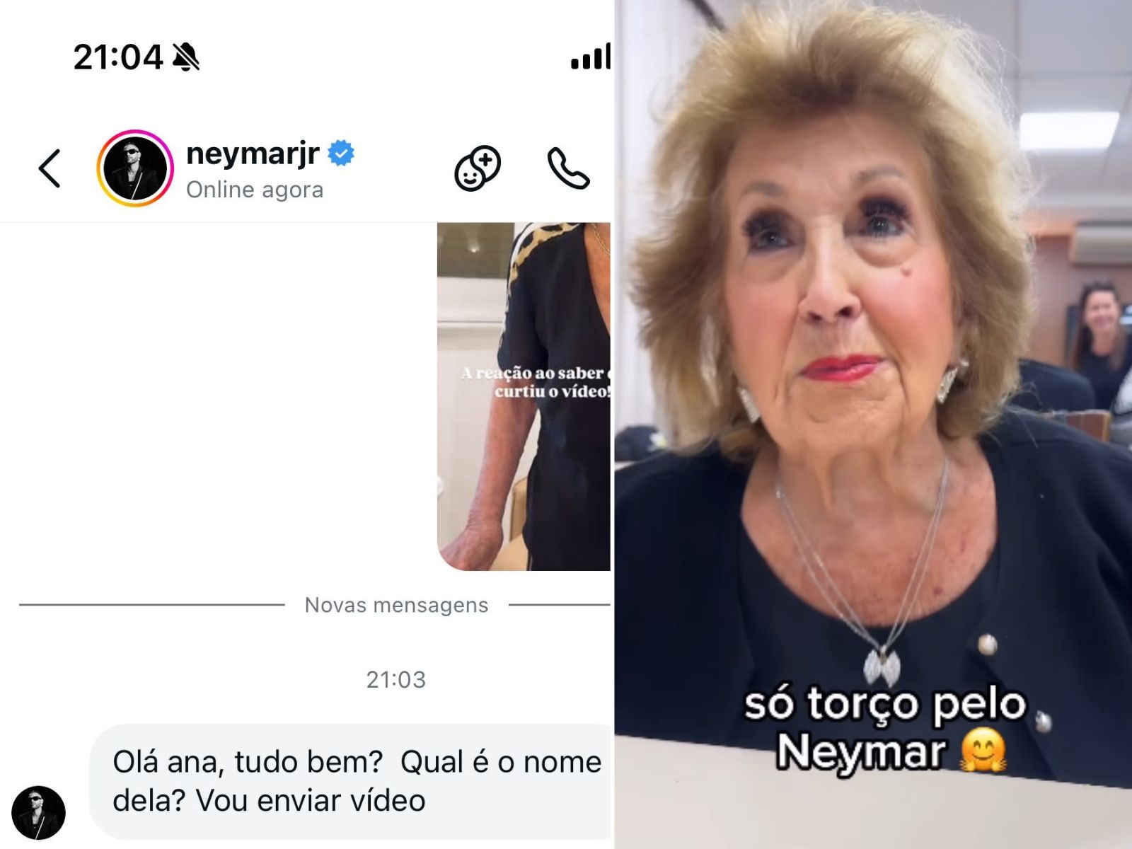 Neymar envia vídeo surpresa para avó de influenciadora após declaração de amor: 'Tô abobada'