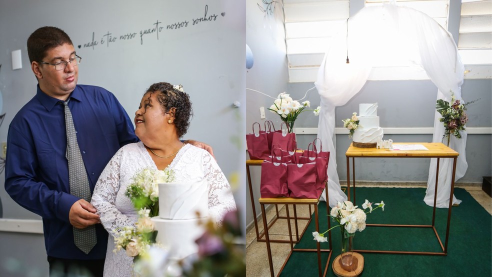 Equipe da Santa Casa de Lins organizou casamento — Foto: Reprodução/Greco Estúdio