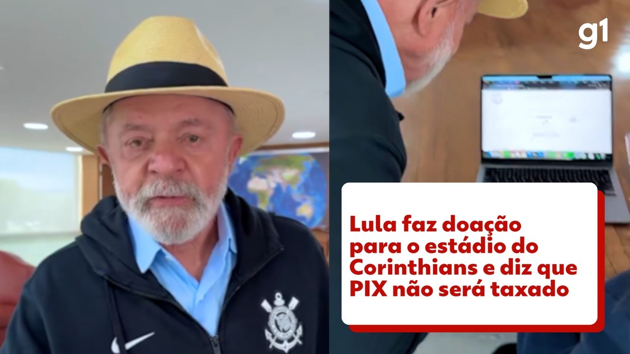 Lula faz doação para estádio do Corinthians e diz que governo não vai taxar transferências via Pix; vídeo
