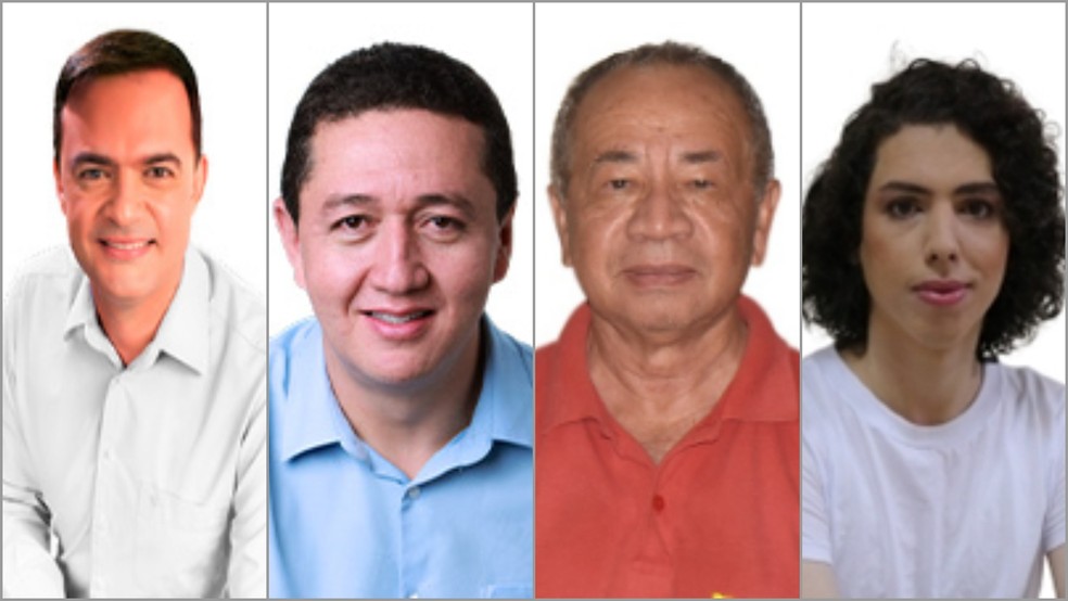Foto registrada no TSE dos quatro candidatos que disputam a Prefeitura de Juazeiro do Norte nas eleições 2024 — Foto: TSE/Divulgação