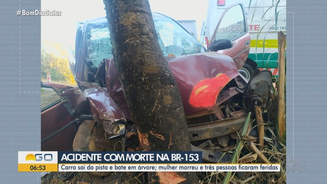 Mulher morre e outras trs pessoas ficam feridas em acidente na BR-153