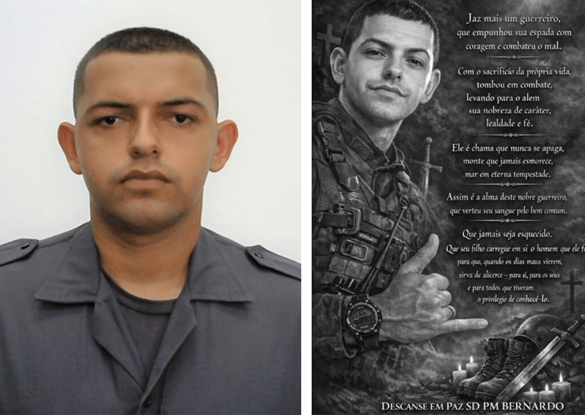 Soldado morto ao ser atropelado por motos durante abordagem deixa esposa grávida; enterro será no mausoléu da PM