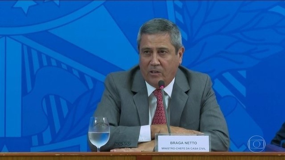 Braga Netto é suspeito dos crimes de abolição violenta do Estado democrático de Direito, golpe de Estado e organização criminosa. — Foto: Jornal Nacional