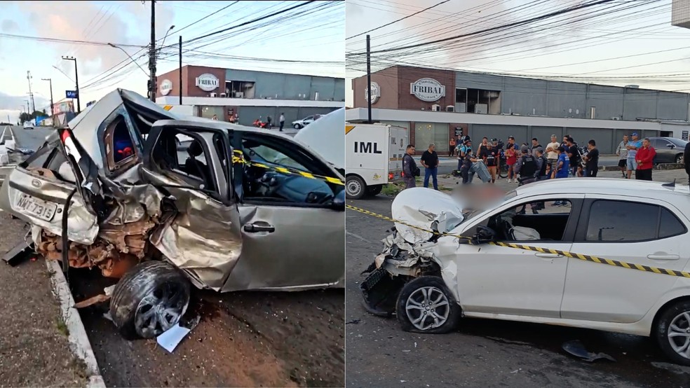 Mulher morre após colisão entre dois carros em avenida de São Luís — Foto: Reprodução/TV Mirante