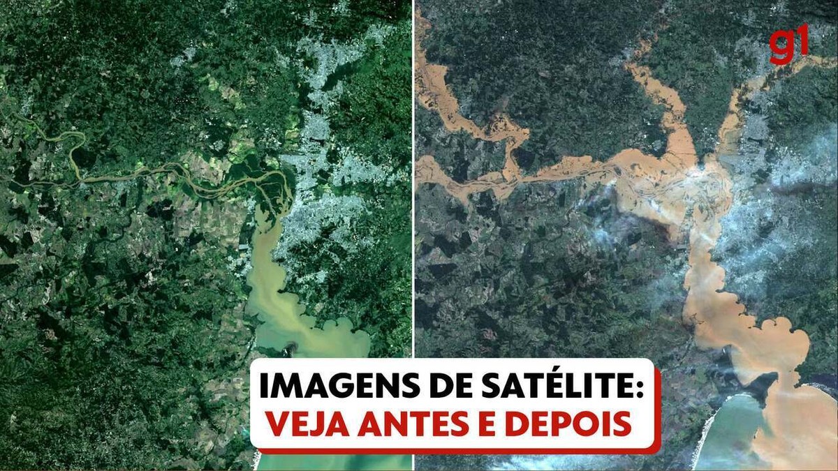 Prefeitura, aeroporto, rodoviária, estádios do Grêmio e do Inter; infográfico mostra antes e depois de Porto Alegre após inundação histórica