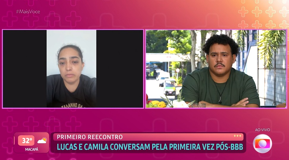 Lucas e Camila conversam pela primeira vez após BBB: ‘Faltou hombridade’