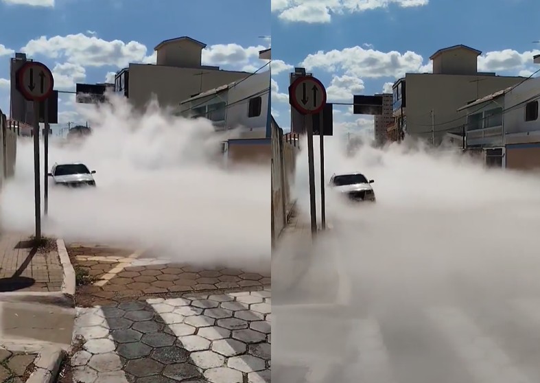 Tubulação de gás oxigênio da Santa Casa vaza e 'nuvem' branca cobre rua em Tatuí; vídeo