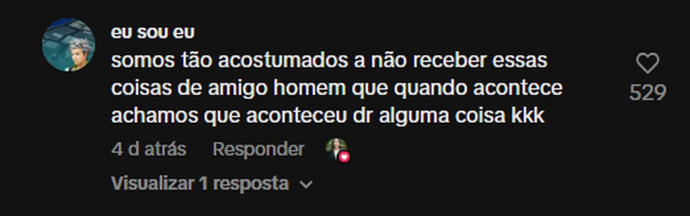 Um dos comentários em um vídeo da trend. — Foto: Reprodução/ TikTok