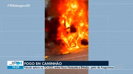 Caminhão pega fogo na TO-222 na manhã desta terça (21)