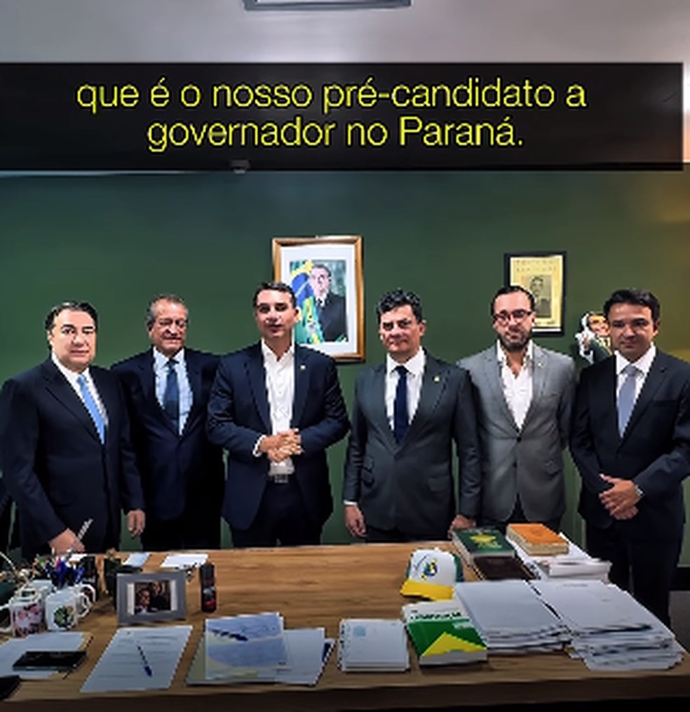 Sergio Moro fez uma postagem no Instagram para agradecer apoio de Flávio Bolsonaro a sua pré-candidatura ao governo do Paraná — Foto: Reprodução/Instagram