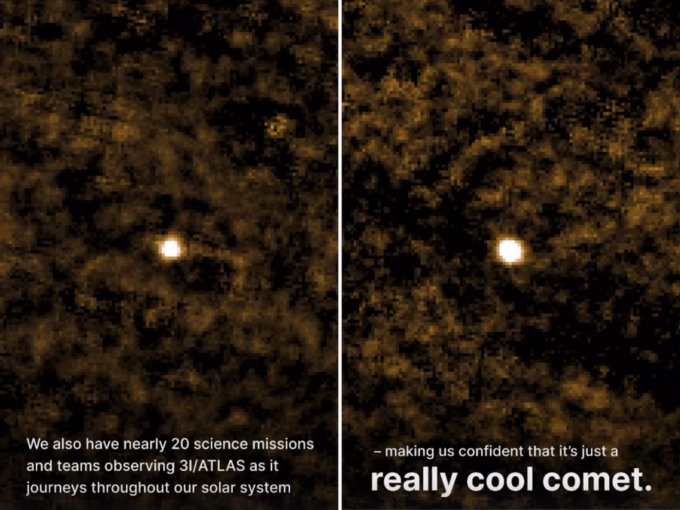 Nasa tranquiliza seguidores sobre teorias da conspirao sobre cometa 3I/Atlas  Foto: Reproduo/Nasa
