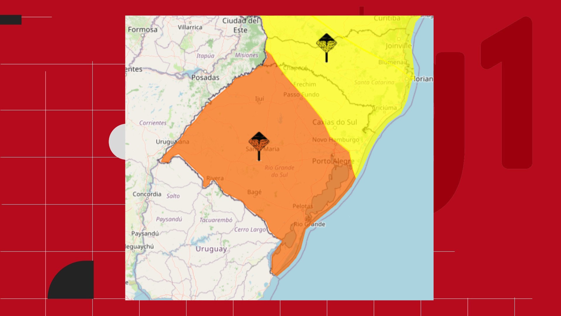 Temporais e ventos acima de 90 km/h: confira previsão do tempo para esta quinta-feira no RS