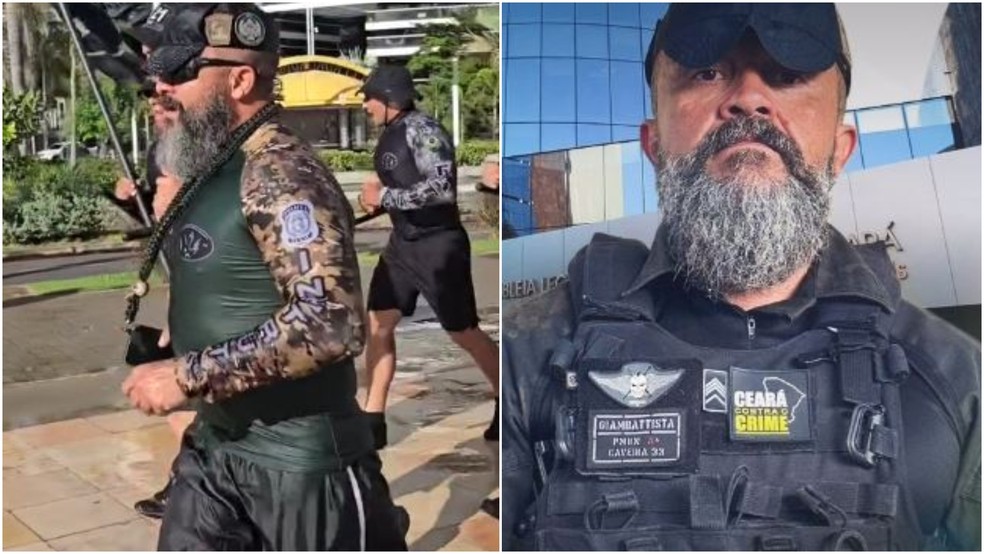 3º sargento da Polícia Militar do Rio Grande do Norte, Giambattista Ferreira da Cunha, conhecido como "Caveira 33", de 52 anos, que morreu em um acidente de moto, dava treinamentos para agentes de segurança do Ceará. — Foto: Reprodução