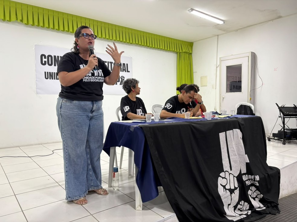Conven&ccedil;&atilde;o da UP confirma candidatura de Camila Falc&atilde;o ao governo de Pernambuco nas elei&ccedil;&otilde;es 2026 &mdash; Foto: Mariane Monteiro/g1