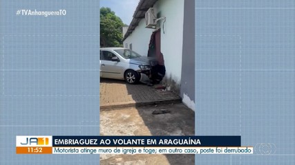Carro desgovernado atinge muro de igreja e motorista foge