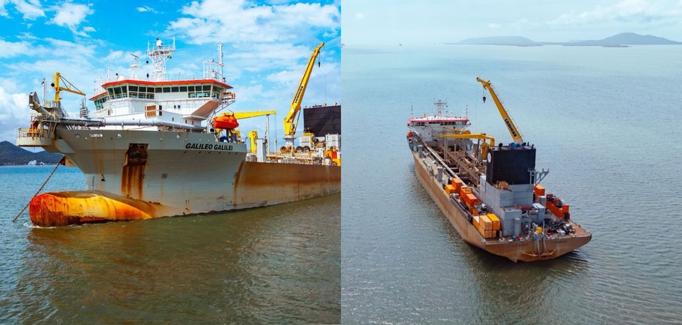 Draga Galileo Galilei chegou a Itapoá (SC) na sexta-feira (3). — Foto: Jan de Nul/Divulgação