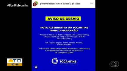 PRF divulga rotas alternativas após queda de ponte entre o Tocantins e o Maranhão