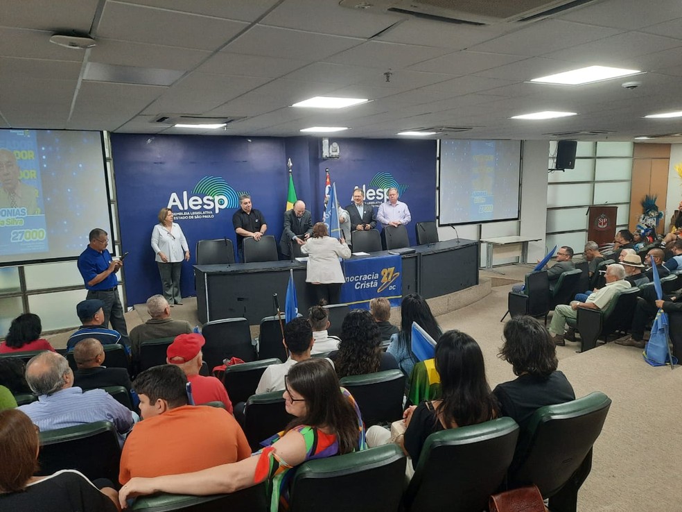 Convenção do Democracia Cristã (DC) na Alesp neste domingo (4), na Zona Sul de SP. — Foto: Divulgação