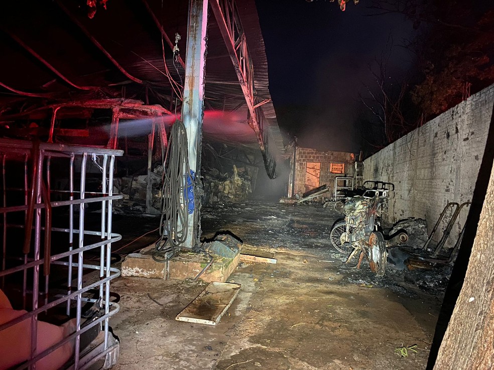 Incêndio destrói frota de ônibus em Andradina (SP) — Foto: Arquivo pessoal