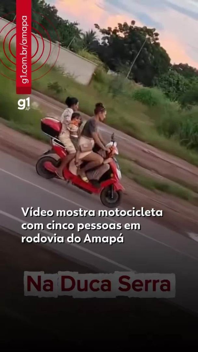 Vídeo mostra motocicleta com cinco pessoas em rodovia do Amapá
