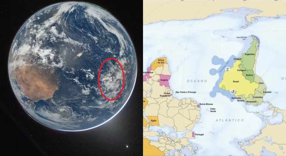 Brasil aparece em primeira imagem da missão Artemis II. — Foto: NASA/Reid Wiseman/IBGE