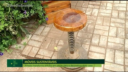 Artesão de Gurupi usa entulho para fazer móveis e decorações