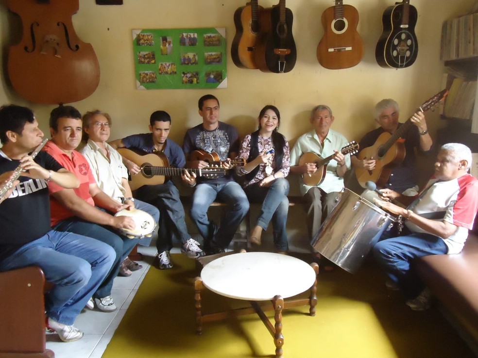 Roda de Choro com o Mestre Duduta em vida — Foto: Arquivo Pessoal/Waguinho Duduta