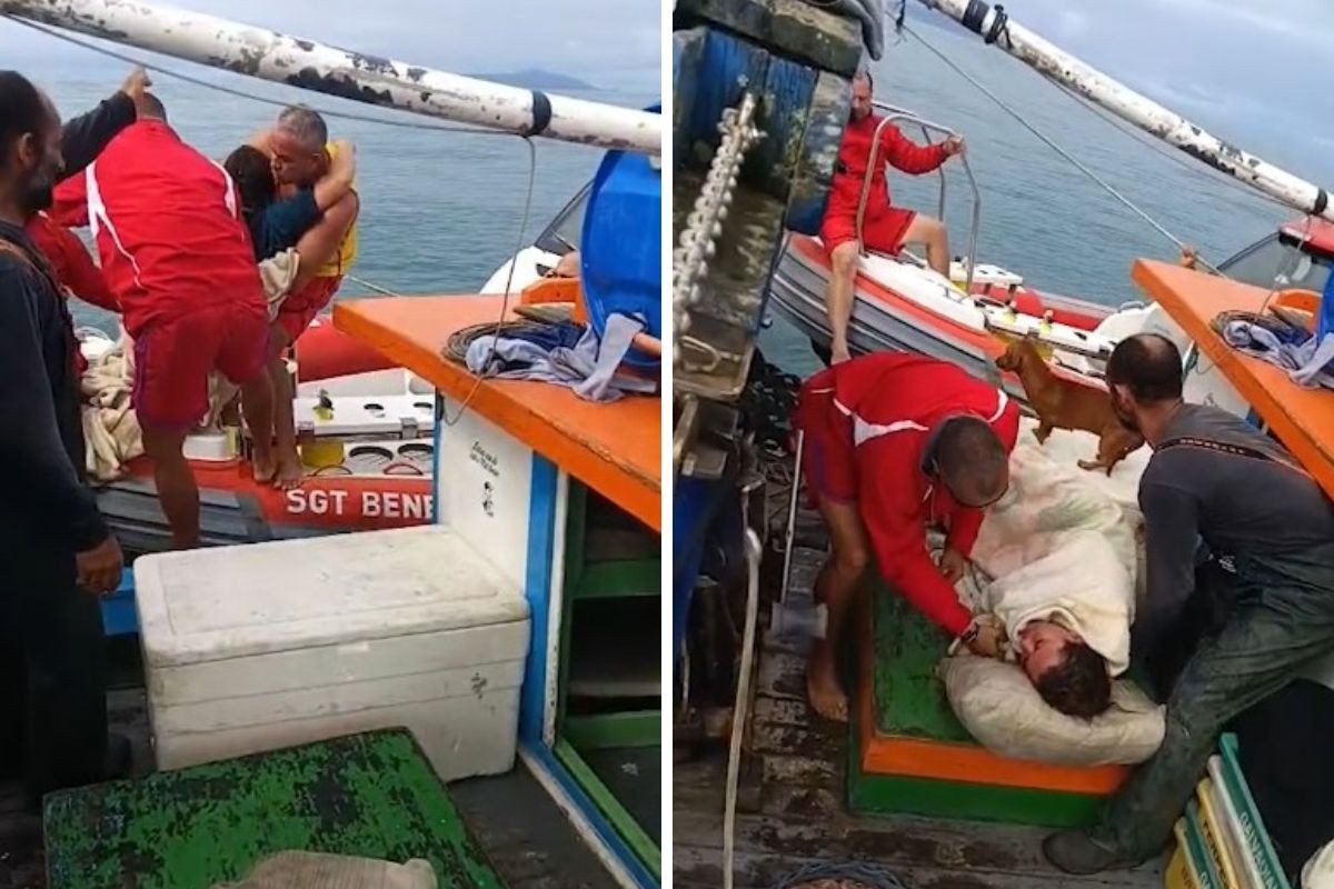 VÍDEO mostra momento de resgate de mulher encontrada com vida à deriva em alto-mar após três dias de buscas