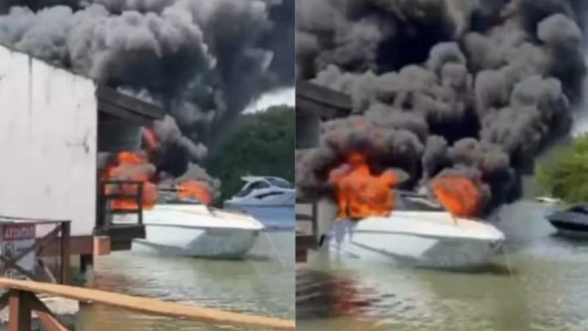 Incêndio destrói lancha e deixa três feridos na Praia de Toquinho, no Litoral Sul de PE; VÍDEO