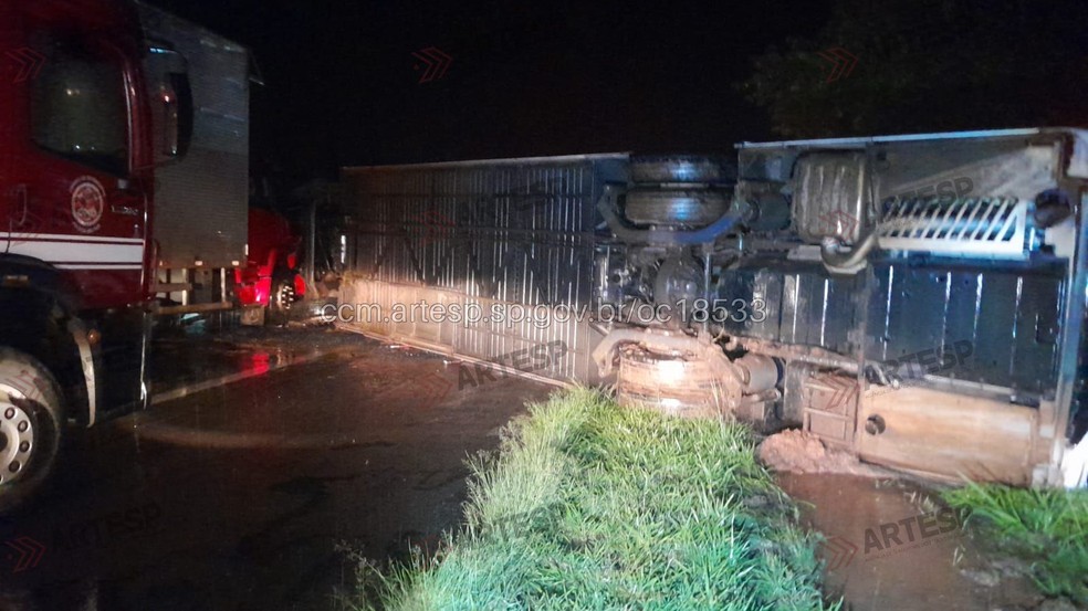 &Ocirc;nibus partiu de S&atilde;o Jos&eacute; do Rio Preto e seguia para Aparecida. &mdash; Foto: Artesp