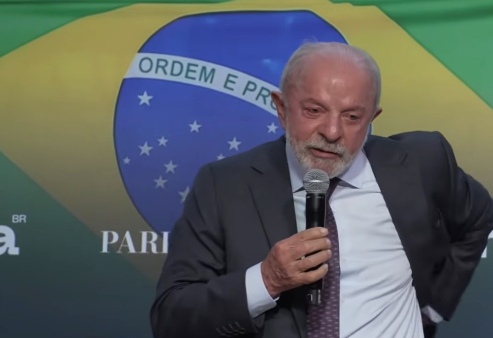 Lula em evento com empresários em São Paulo, nesta sexta-feira (25). — Foto: Reprodução
