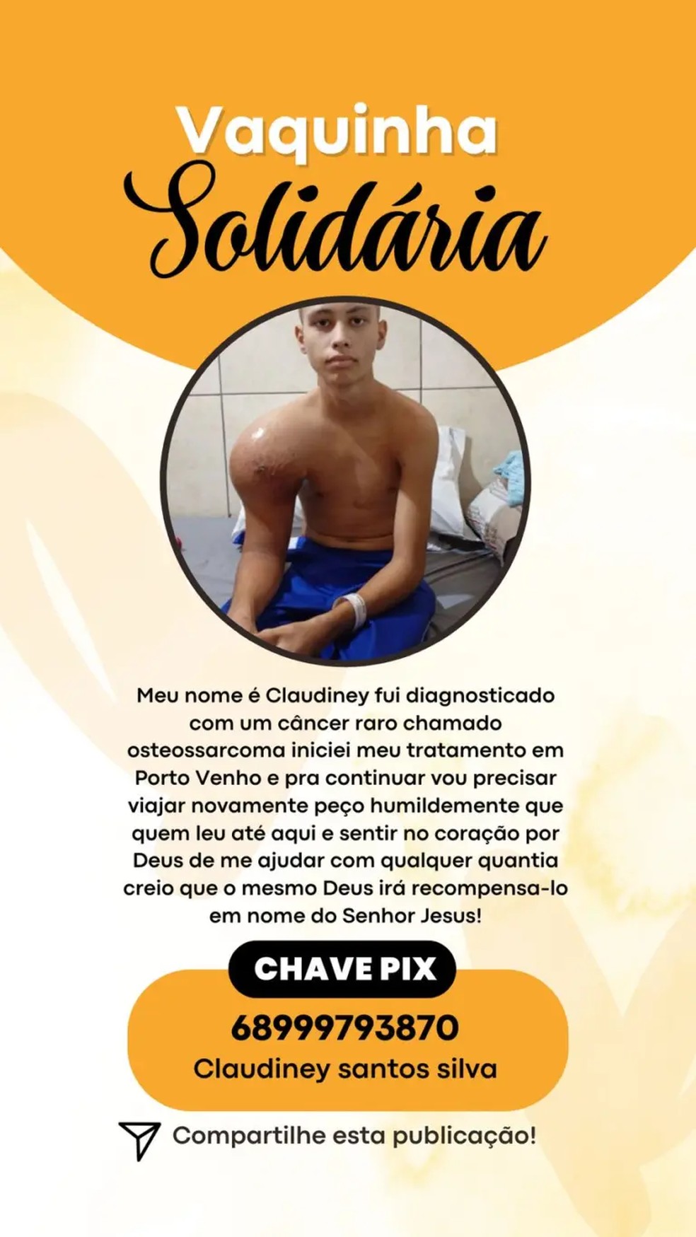 Pais de adolescente acreano com câncer ósseo pedem ajuda — Foto: Divulgação